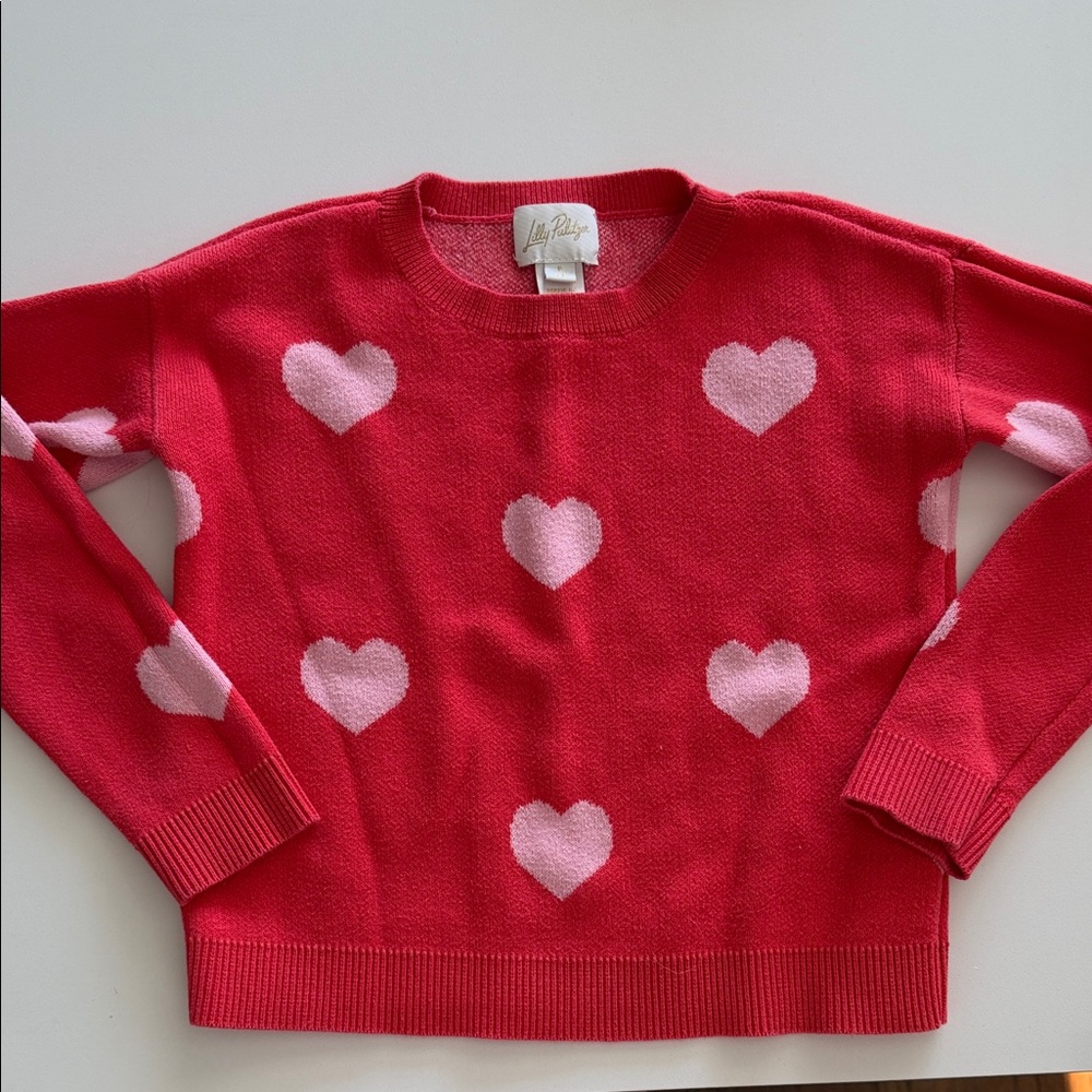 Lily Pulitzer Red & Pink Heart Patterned Sweater, Size 4-5
